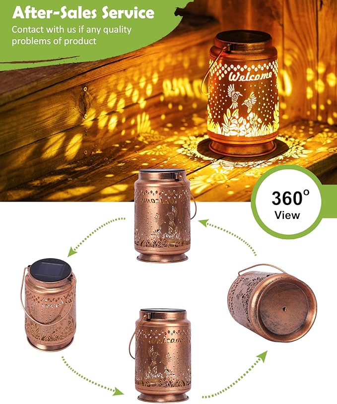 Nacome Bird Solar Lantern for Garden Decor: Waterproof Hanging Metal Decoration with LED Lights for Yard Lawn Porch Patio Landscape Pathway – Birthday Gifts for Mom Grandma Women