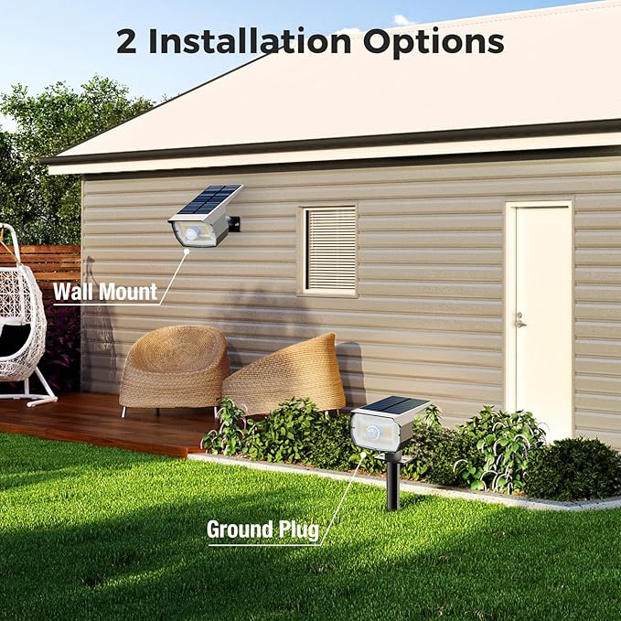 nipify 10 Pack Solar Lights Outdoor Waterproof, 3 Modes Motion Sensor Spot Lights,Solar Powered Spotlights 2-in-1 Auto On/Off Landscape Lighting for Outside Yard Wall Garden, Cool White