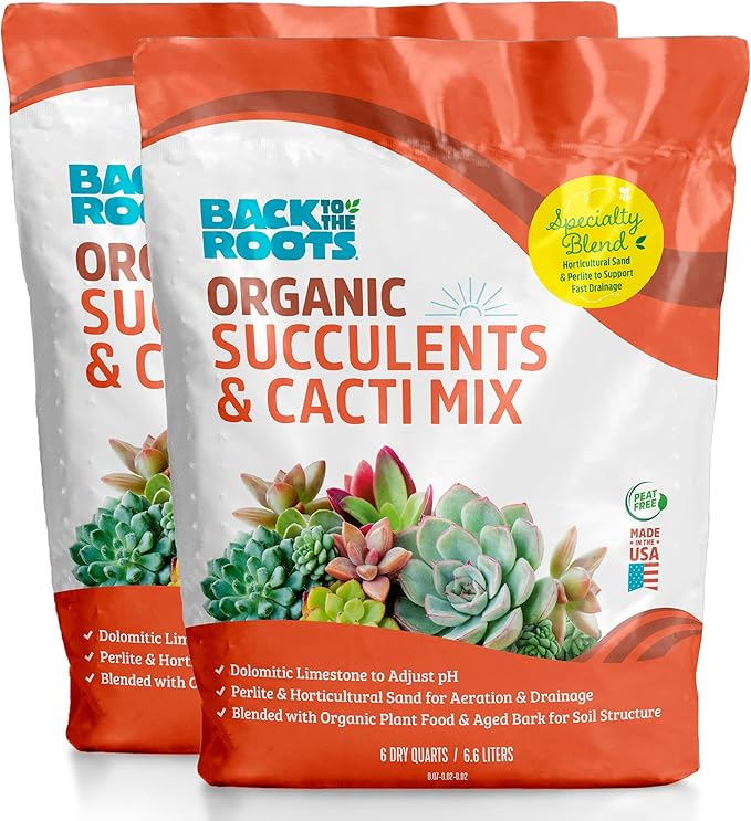 Back to the Roots 100% Organic Succulent & Cacti Mix (Value 12 Quart) | Made in The USA