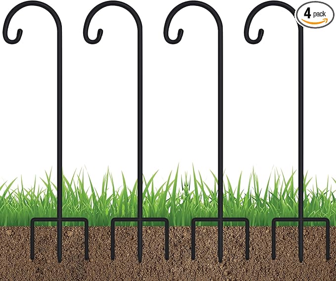 FEED GARDEN Adjustable 32 Inch Small Shepherd Hooks for Outdoor, Garden Hooks for Lanterns, Shepard Hooks for Hanging Plants, Bird Feeders, Solar Lights, Mason Jars, Weddings Decor,4 Pack