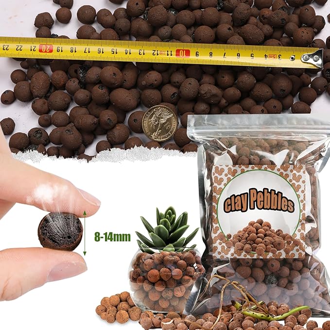 2.2 LB Clay Pebbles Leca Balls for Plants, hydroponic expanded clay pebbles, Ideal for Potted Planter drainage rocks material