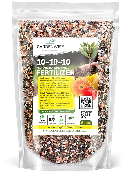 10-10-10 Plant Fertilizer Slow Release – 10 10 10 All Purpose Granular Garden Fertilizer for Fruit Trees, Evergreens, Vegetables, Arborvitae, Fig Trees, Shrubs, Pines, Oaks, Flowers