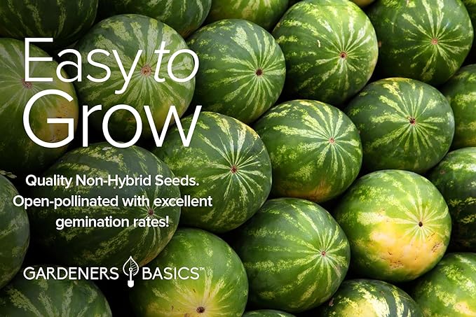 Gardeners Basics, Melon Fruit Seeds for Planting Home Garden 5 Variety Packs - Hales Best Cantaloupe, Crimson Sweet Watermelon, Yellow Canary Melon, Green Flesh Honeydew Melon, Sugar Baby Watermelon