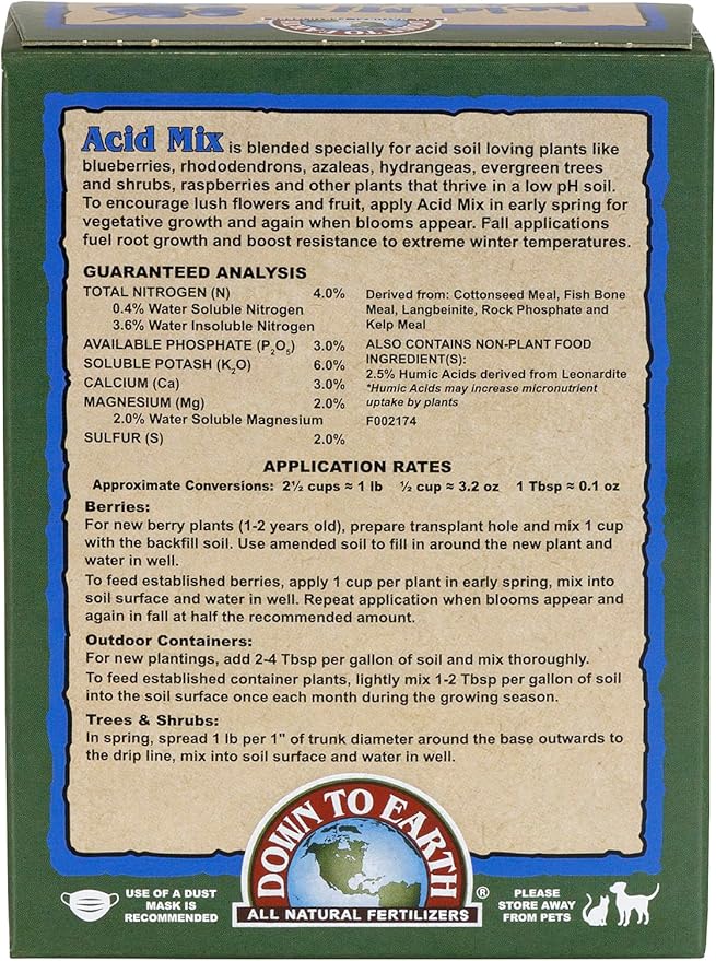 Down to Earth All Natural Acid Mix Fertilizer 4-3-6, 1 lb