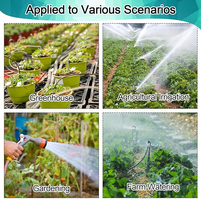 40 Pcs 1/2" Tubing Irrigation Fittings Kit 1/2 ID x 0.6-0.63 OD 16 mm Drip Irrigation Barbed Connectors Include 6 Switch Valves 18 Barbed Tee 8 Ends 4 Adapters 4 Elbows (Black and Green)