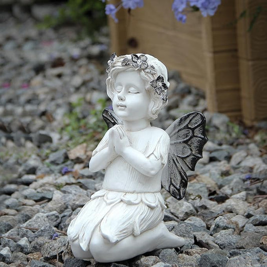 Leekung Angel Statues for Garden Decor - with Solar Powered Light Angel Garden Statues Outdoor Garden Sculptures & Statues Angels Figurines Memorial Praying Sculpture for Patio Lawn Yard Porch Gifts