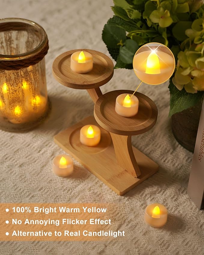 BEICHI Flameless Candles, 50Pack Battery Operated Candles, LED Tea Lights Candles Battery Operated, Flickering Fake Candles for Wedding Halloween Christmas Diwali- Warm Yellow