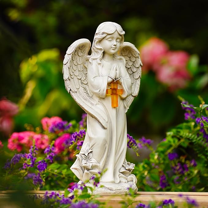 Angel Solar Garden Statues: Cemetery Decorations for Grave Praying Angel Figurines for Outdoor Lawn Yard Patio Decor Memorial Gifts for Women