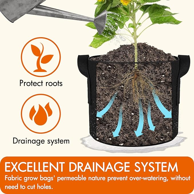 Gardzen 2-Pack 40 Gallon Grow Bags, Aeration Fabric Pots with Handles, Pot for Plants