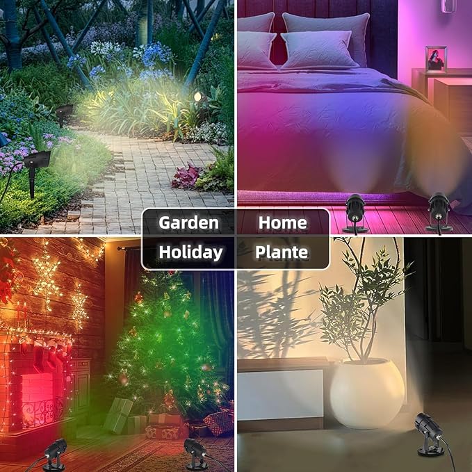 Spotlights Outdoor LED Spot Lights for Yard, 12W RGB Color Changing Landscape Lighting 120V Waterproof Spotlight with Plug & Remote for House Garden Path Tree Patio Lawn Decoration （2 Pack