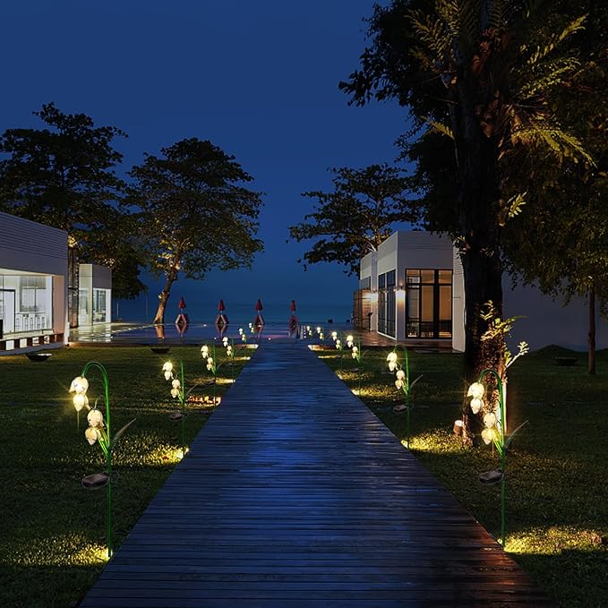 VCUTEKA Solar Garden Decor Stake Outdoor Light Glass Flower Stake for Yard Lawn Decor Backyard Decorations