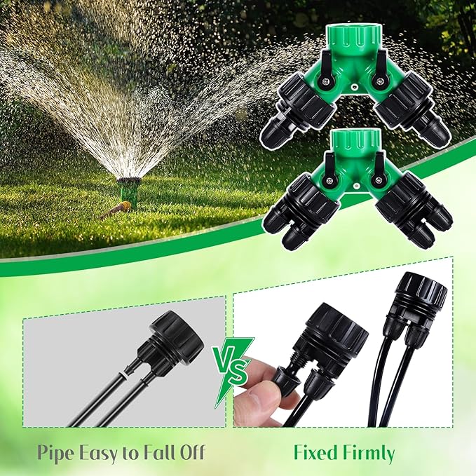 5 Pcs Hose Adapter Kit, Y Water Splitter 1-Way/2-Way Convert 3/4 Inch Female GHT to 1/4 Inch Irrigation Tubing Connectors, Garden Faucet Connectors for Irrigation Misting System