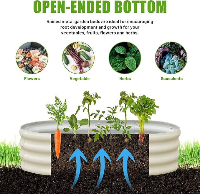 SnugNiture Galvanized Raised Garden Bed, 4x2x1ft Oval Metal Planter Box for Planting Outdoor Plants Vegetables