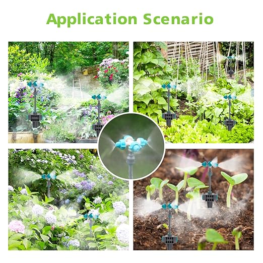 Drip Irrigation Kit 66ft, Automatic Irrigation System for Garden with 12mm Irrigation Tubing, Quick Connect Mist Nozzle with 4-Outlet for Lawn Outdoor Plants Greenhouse