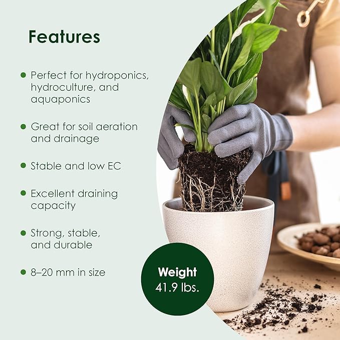 GEOLITE GMGC45L Clay Pebble Grow Media, Gray, 1.5 Cu. Ft.