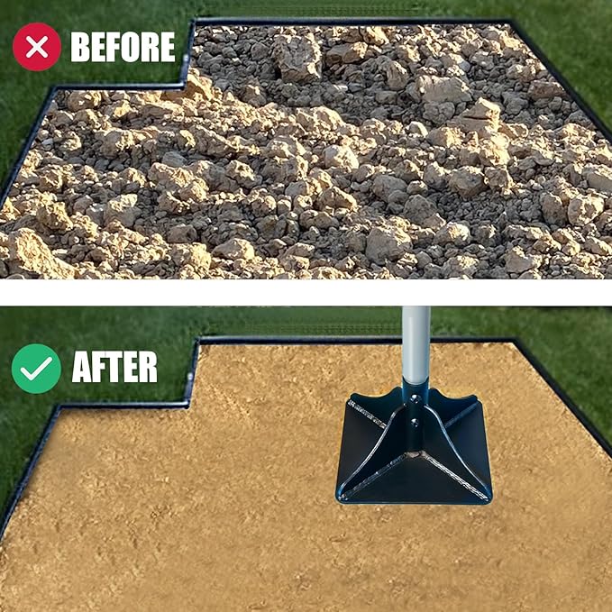 Heavy Duty Steel Tamper 8"x8" with 48 inch Handle and Rubber Grip Ideal Garden Landscaping Rammer for Earth Soil Asphalt, Gravel and Dirt Compaction Levelling Paver Tool Trash Tamper