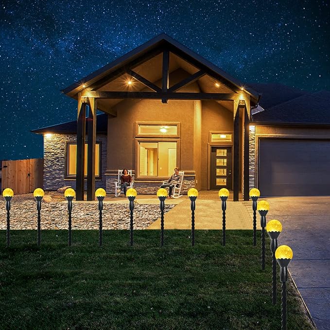 SEMILITS Solar Landscape Lights 12LED Bubble Beads Shaped Outdoor Solar String Lights for Path Garden Patio Decor