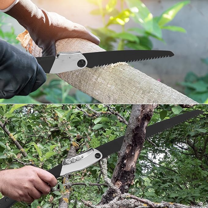 Folding Saw Set, Heavy Duty 15 Inch Extra Long Blade Hand Saw, 8.8 Inch Folding Saw for Trees Wood Cutting Camping Gardening Work, Hiking, Landscaping, Tree Trimming