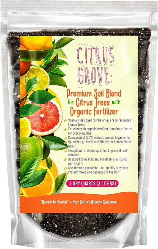 Premium Organic Citrus Potting Soil for Indoor/Outdoor Plants - Perfect for Oranges, Lemons, Limes & Grapefruits Trees - Hand Blended for Optimal Growth (2 QUARTS)