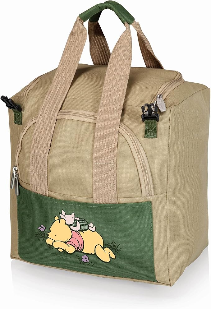 PICNIC TIME Disney Winnie The Pooh Gardener Folding Seat with Tools, Folding Chair Seat with GardenTools Set Organizer, (Olive Green with Beige Accents)