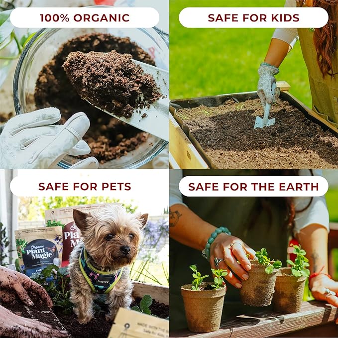 Compressed Organic Potting Soil: 100% Organic, Expands Up to 4X with Water, Nutrient-Dense Plant Food Derived from Worm Castings, Types of Plants, Kid & Pet Safe (Two 2 lb Bags)