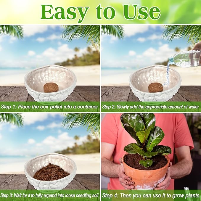 ZeeDix 200pcs(30mm) Coco Coir Pellets Potting Soil Indoor Plants, Compressed Coconut Coir Soil Pellets Seed Starting Pellets Soil Discs for Planting Flowers Bonsai Herbs Plants and Vegetables