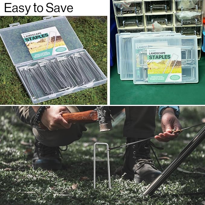 5 Inches Landscape Staples,Galvanized Garden Stakes Yard Stakes Garden Staples Prefect for Weed Barrier Fabric,11 Gauge Landscape pins for Tent,Balloons, Irrigation Tube. (80Pack, 5 inch)