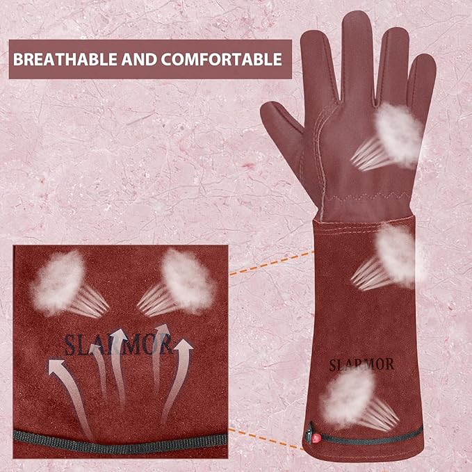 Long Gardening-Gloves Women/Men-Thorn proof Rose Pruning Heavy Duty Gauntlet-S