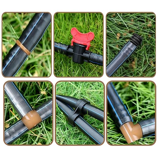 47 Pieces Drip Irrigation Fittings Kit 1/2 Inch Tubing Set Including 2 Switch Valve, 9 Elbows, 9 Couplings, 9 End Cap Plugs, 9 Tees and 9 End Closures Drip for Compatible Drip or Sprinkler Systems