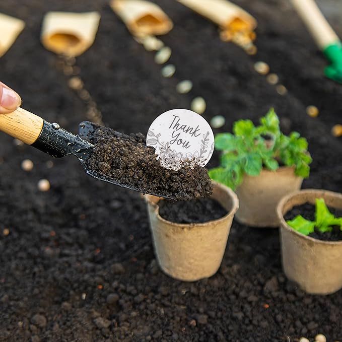 20pcs Thank You Tags Seed Paper – Plantable Wildflower Packets for Weddings, Gifts, & Life Events (20 Round Art Floral)