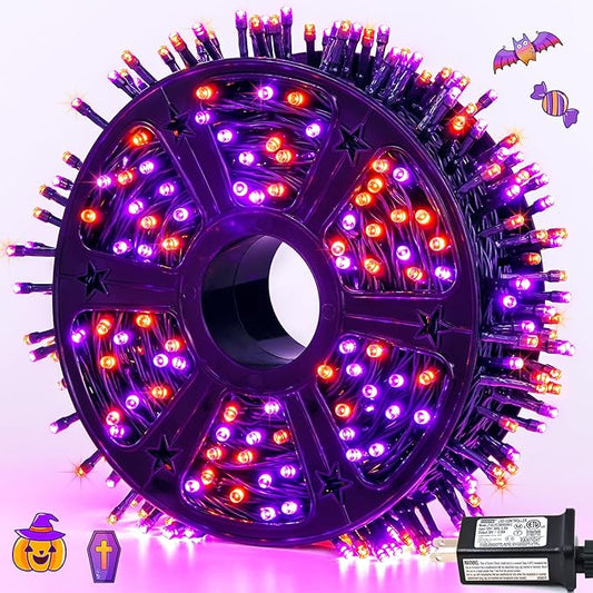 JMEXSUSS 500 LED Orange and Purple Halloween Lights, 173ft Halloween String Lights Outdoor Waterproof, 8 Modes Christmas Tree Light Plug in for Party House Indoor Decor