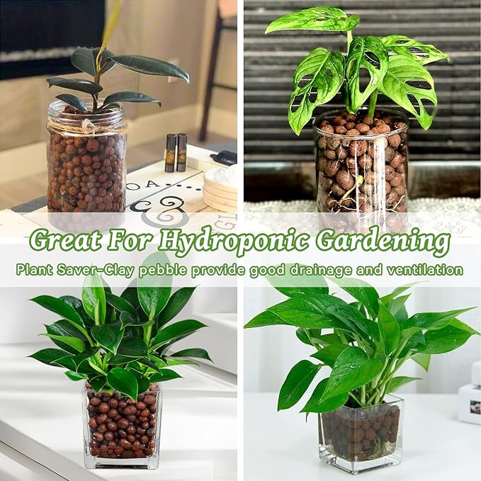 Riare 16 LBS Organic Expanded Clay Pebbles for Plants- 4mm-16mm Natural Leca Balls Lightweight Hydroponic Clay Pebbles Aggregate for Indoor Plants, Hydroponic Growing, Plants Drainage, Aquaponics