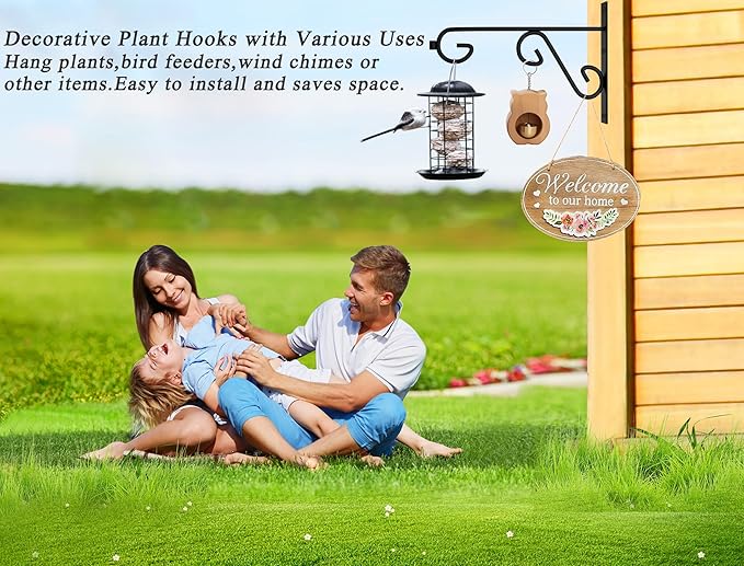 Plant Hangers Outdoor 2 Pack Hanging Basket Hooks,12in Metal Plant Bracket Wall Hooks for Hanging Flower Basket,Hanging Plant Holder