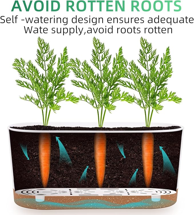 QCQHDU 2 Pack Window Planter Box 16” x 7", Self Watering Plant Pots for Indoor Plants Home Garden Flower Pot with Drainage Hole and Tray