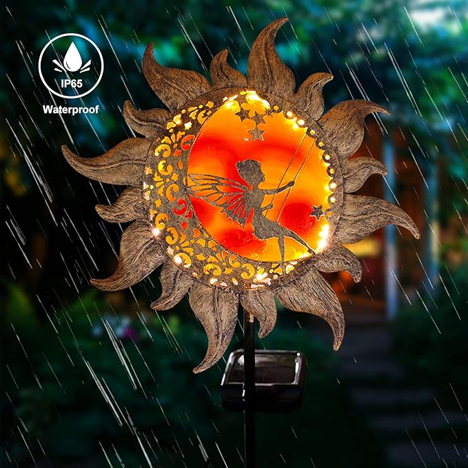 YJFWAL New Garden Solar Lights Pathway Stake Lights Butterfly Fairy Lights with Glass Decor, Outdoor Decorative Lights Waterproof for Walkway, Yard, Lawn, Halloween Patio or Courtyard (Warm White)