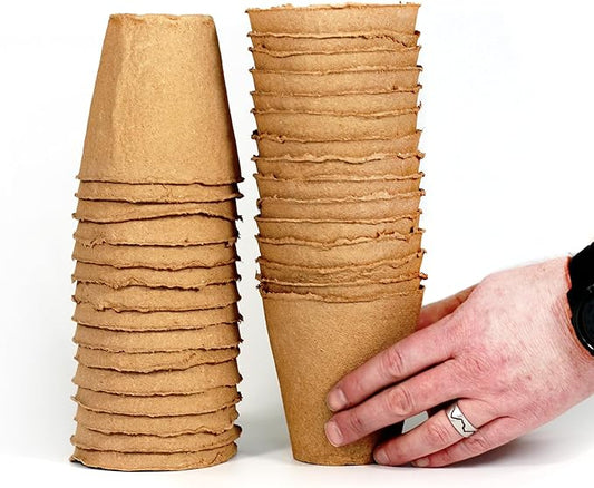 Daniel's Plants 4" Naked Pots | Large Natural Plantable Seed Starter Pots | OMRI-Listed Biodegradable Pots for Seedlings | Enhanced Aeration | Earth Friendly - Peat Free | 10 Pack 4 Inch Round