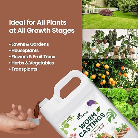 1 Gallon Worm Castings for Plants - Makes 256 Gallons of Earthworm Castings Compost Tea, Liquid Worm Casting – Nutrient-Rich Organic Compost Worms for Healthier Soil & Vibrant Plant Growth