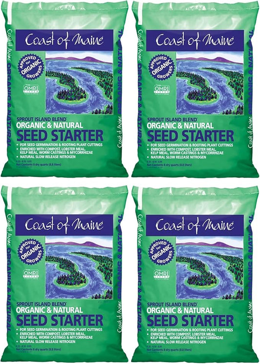 Coast of Maine, 8qt (Pack of 4) Sprout Island Blend, Organic & Natural Seed Starter for Seed Germination & Root Plant Cuttings