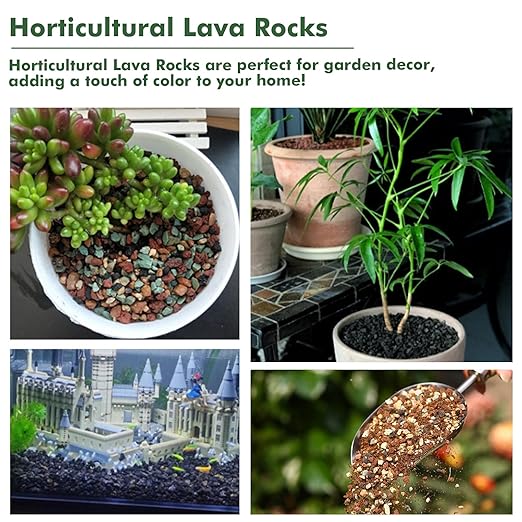 6.6 Pounds Mix Horticultural Lava Rocks, 5-8 mm Lava Rocks for Plants, Bonsai Rocks Horticultural Grit Soil Cover Gravel for Succulents and Hydroponics, Fairy Gardening, Top Dressing, Plant Drainage