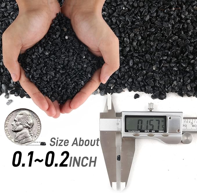 45LB Aquarium Gravel Black Rocks for Succulent,Cactus Bonsai DIY, Gravel for Terrarium, Fairy Gardening, Top Dressing （6mm-8mm）