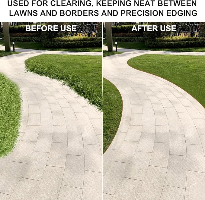 Half Moon Hand Edger Lawn Tool, Manuel Edgers with T-Grip Handle for Landscaping, Sharp Saw-Tooth Hand Lawn Edging Tool for Yard, Garden, Landscaping, Sidewalk, Cable Burying, 38 in