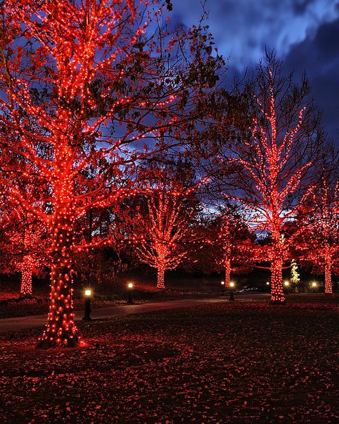 Twinkle Star 4 Pack Outdoor Solar String Lights, Total 160 FT 480 LED Solar Powered Valentines Day Decorative Fairy Lights with 8 Modes, Waterproof Silver Wire Light for Christmas Wedding Party, Red