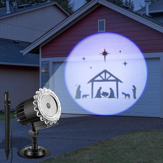 Tuanse Christmas Nativity Outdoor Projector Lights LED Flood Light Holiday with Stars for Xmas Party Garden Landscape Decoration