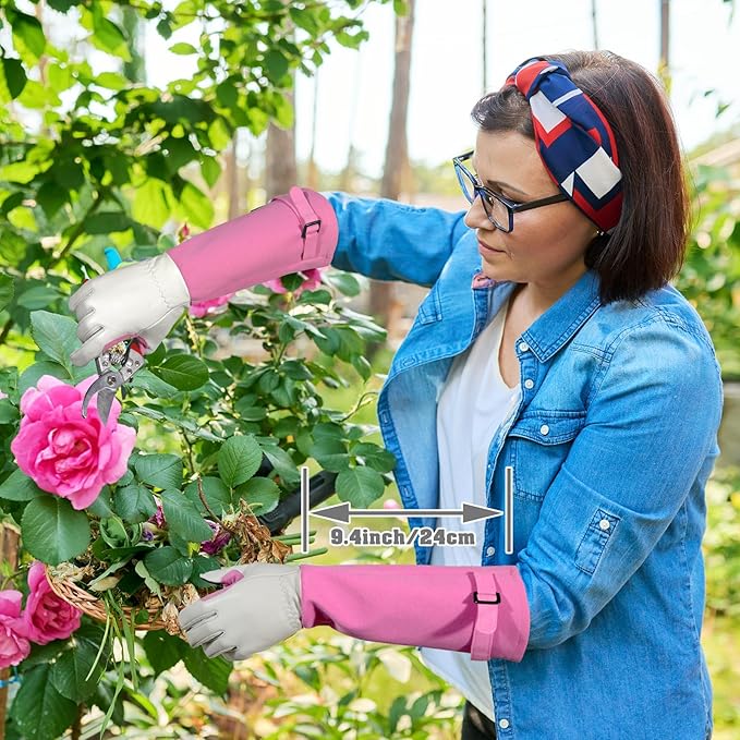 Long-Gardening-Gloves for Women/Men - Thorn Proof Rose Pruning Gloves Heavy Duty Gauntlet-M