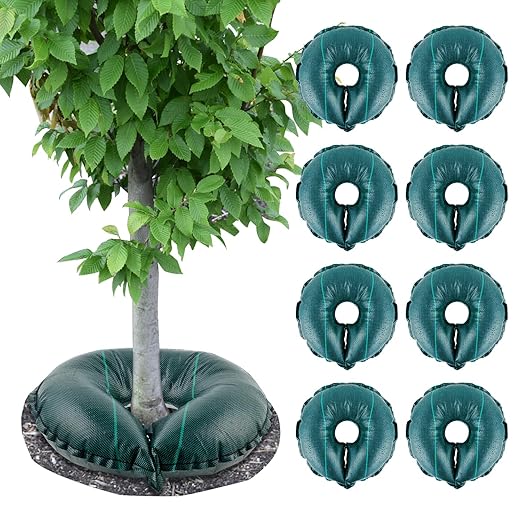 8 PCS Tree Watering Ring - 21 inch Tree Watering Bag. Basic Water Saving Slow Release Root Water System for Tree Drip Irrigation, Slow Release for up to 30 Days.