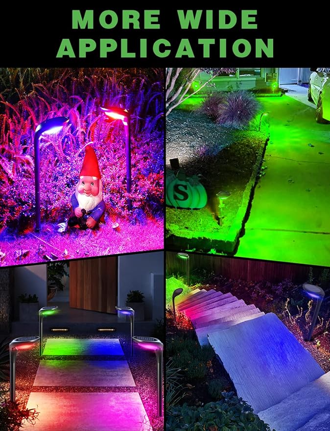 Color Solar Pathway Lights, 4-Pack Color Changing Solar Lights Outdoor Waterproof for Easter Halloween Christmas LED Garden Landscape Light Solar Powered for Yard Path Patio Driveway Lawn