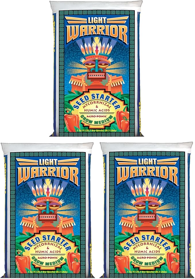 FoxFarm Light Warrior Seed Starter Growing Medium, 1cu ft (Pack of 3) - Beneficial for Seed Germination and Root Development, Indoor/Outdoor Cultivation - Ideal Nutrition for Plant Seedlings
