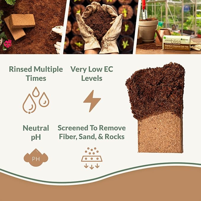 Coco Bliss Coco Coir Bricks (30-Pack, 650gm Bricks) - Organic Coco Coir for Plants - OMRI-Listed Coconut Coir for Plants - Coconut Coir Bricks - Coco Peat for Plants, Garden Soil, & Organic Mulch