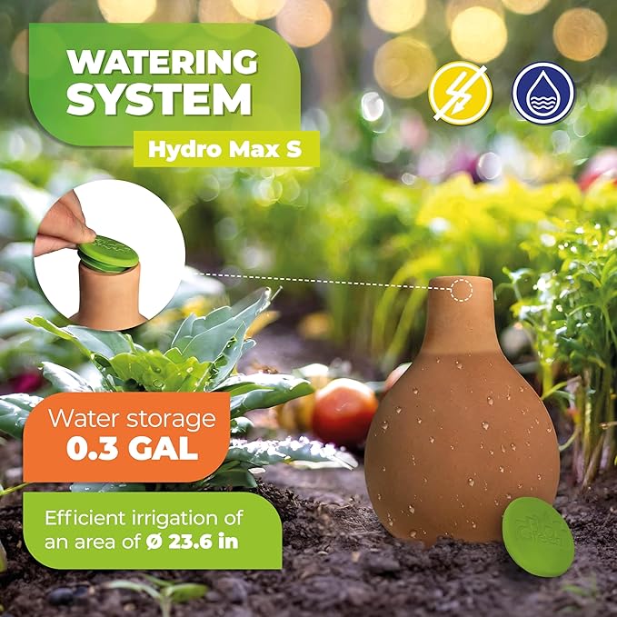 BioGreen Plant Self-Watering System Hydro MAX S | 0.3 gal | Irrigation Ø 23.6 in | Olla Made of Fired Clay | Environmentally Friendly | Terracotta