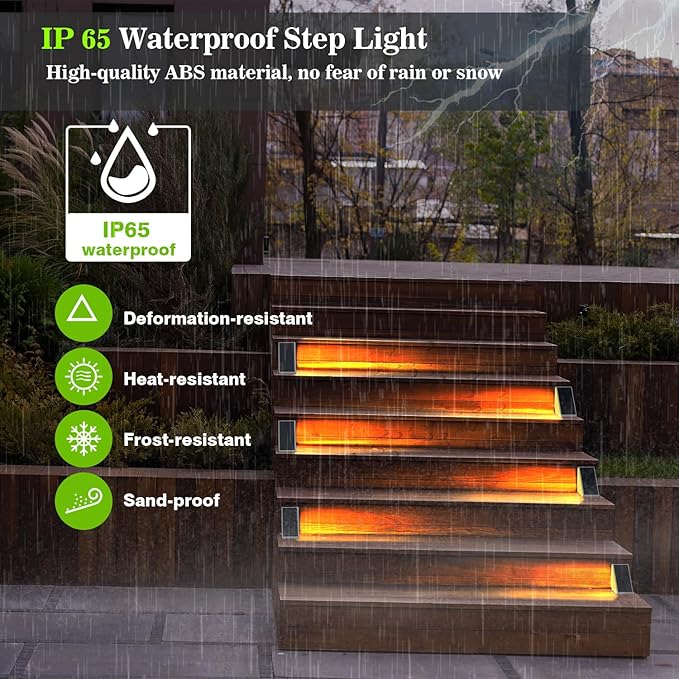 Motion Sensor Solar Step Lights Outdoor Waterproof, 8 Led Solar Stair Lights for Outside, Motion Detector Lights Solar Power for Pathway/Deck/Walkway/Drivway/Lawn/Garden(6PC)